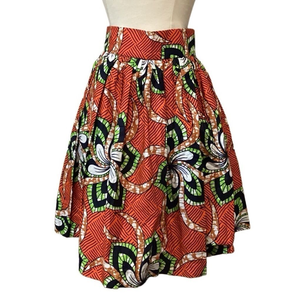 Handmade African Print Full Skirt pockets M - Picture 3 of 6